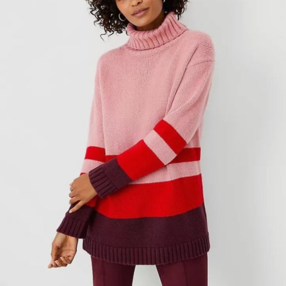Ann Taylor Sweater - Color Block Turtleneck - image 4